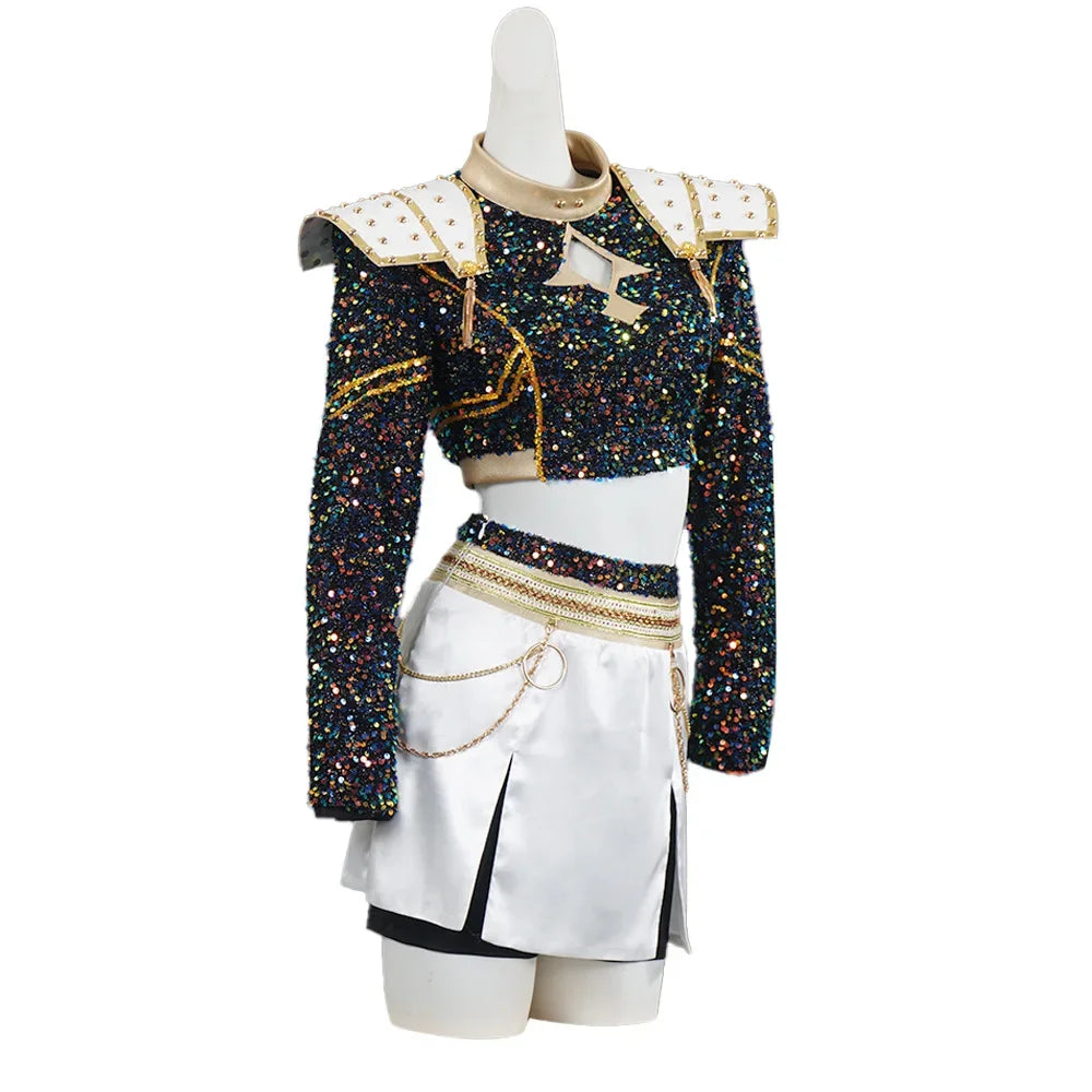 Déguisement Chasseuse Fantasy K-pop Brillant – Ensemble Cosplay Femme & Fille avec Perruque