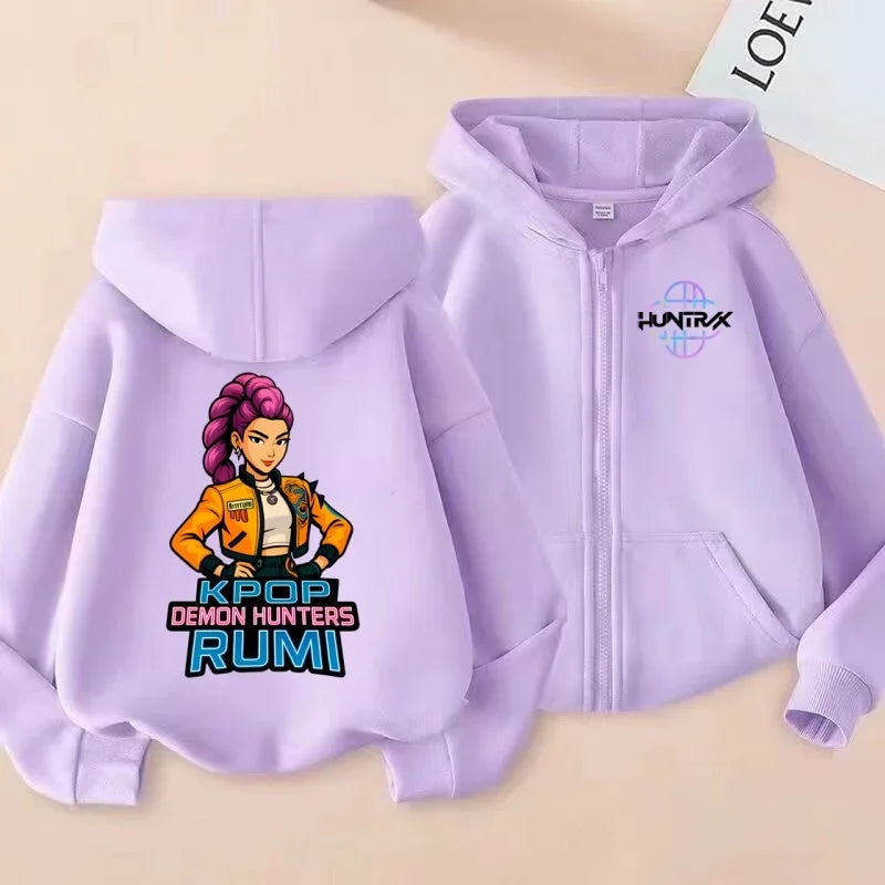 Hoodie Zippé Enfant – Kpop Demon Hunters Rumi Theme