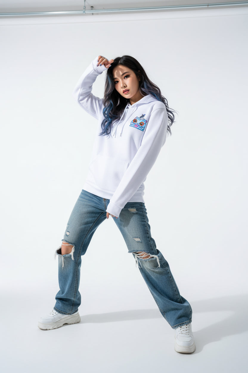 Hoodie Femme Tigre Bleu Graphique – Sweat Streetwear Harajuku Double Face