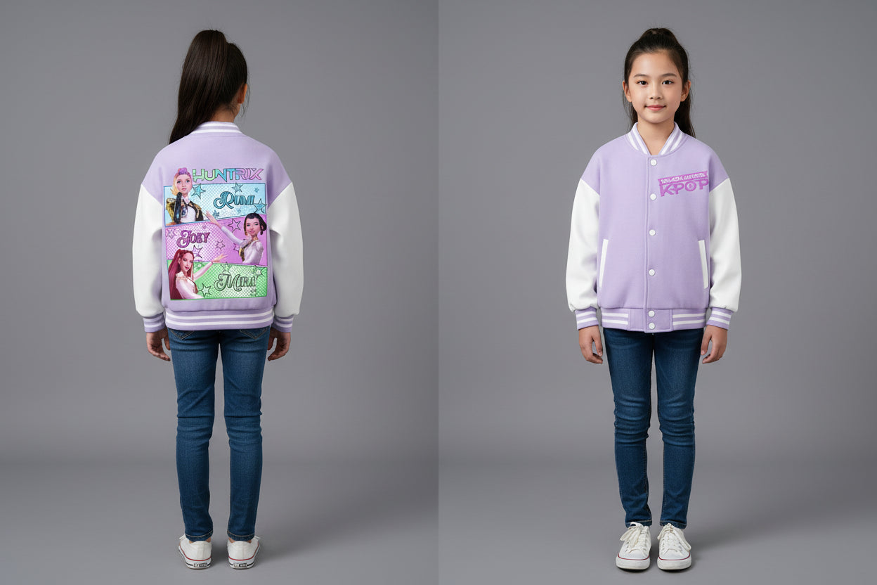 Veste Hoodie Enfant – Kpop Demon Hunters Style Baseball Cartoon