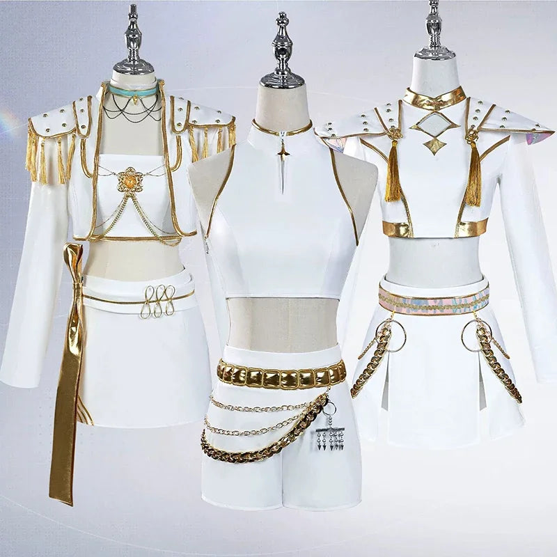 Déguisement Cosplay Chanteuse Fantasy K-pop Blanc – Ensemble Femme avec Perruque