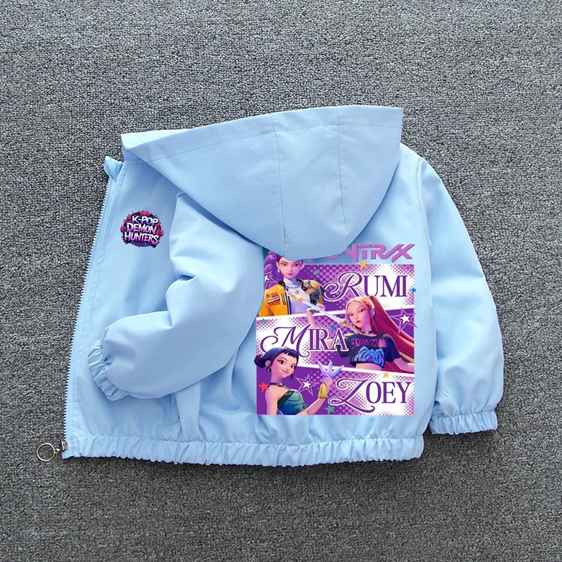 Veste Coupe-Vent Fille Enfant à Capuche – Style Cartoon Fantasy K-pop Imperméable