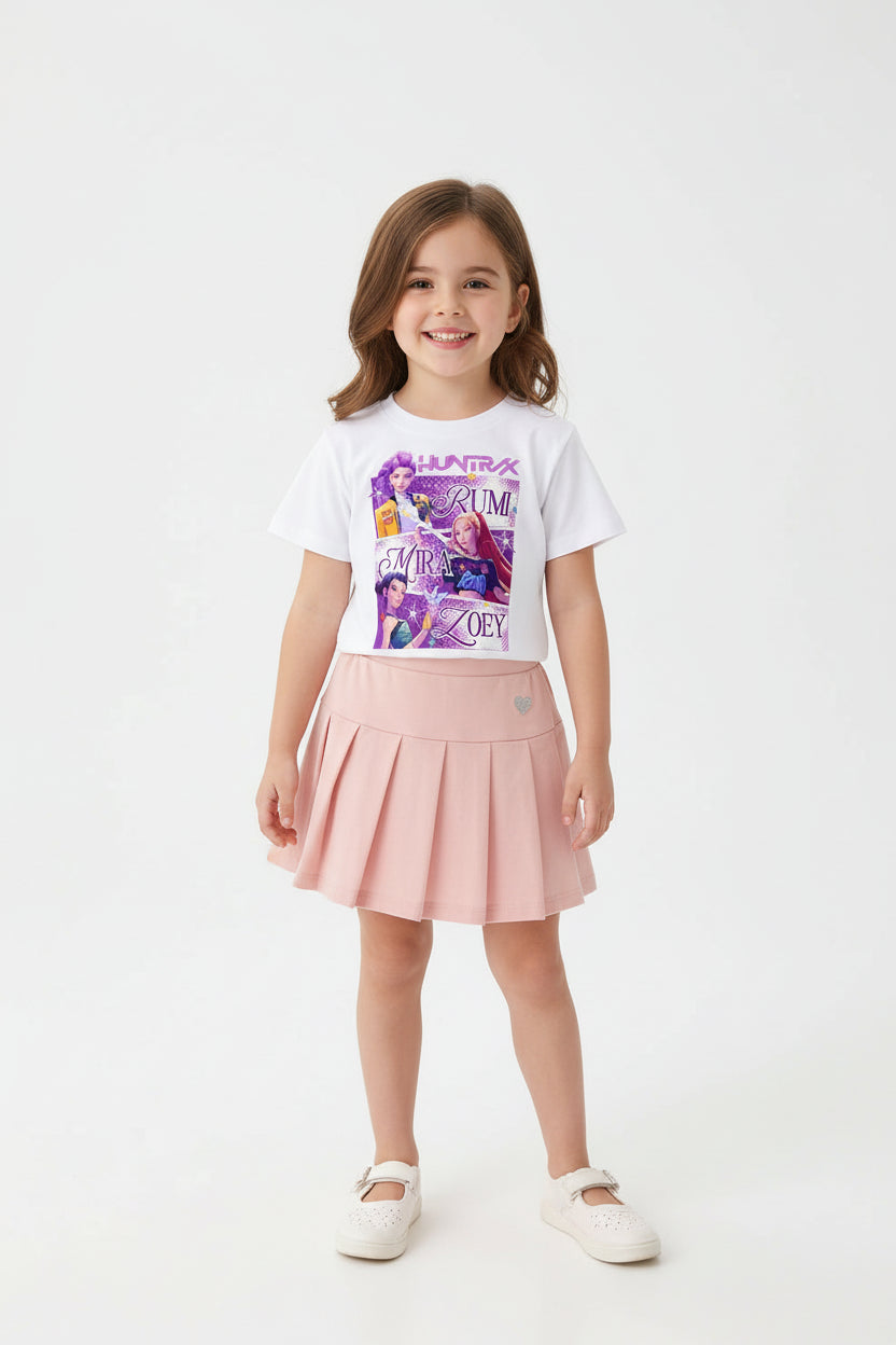 Ensemble Fille Jupe Plissée Fantasy K-pop Hunters – Tenue Été Cartoon Kawaii