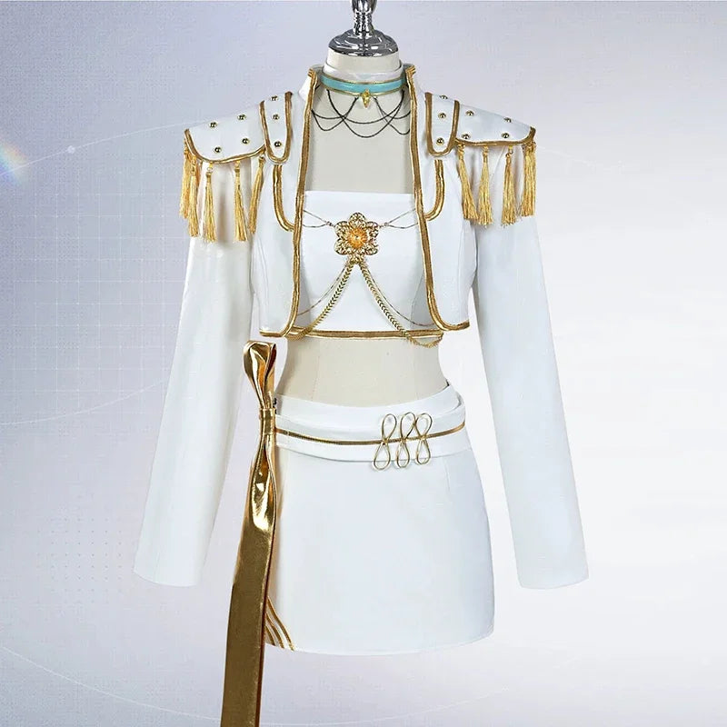 Déguisement Cosplay Chanteuse Fantasy K-pop Blanc – Ensemble Femme avec Perruque