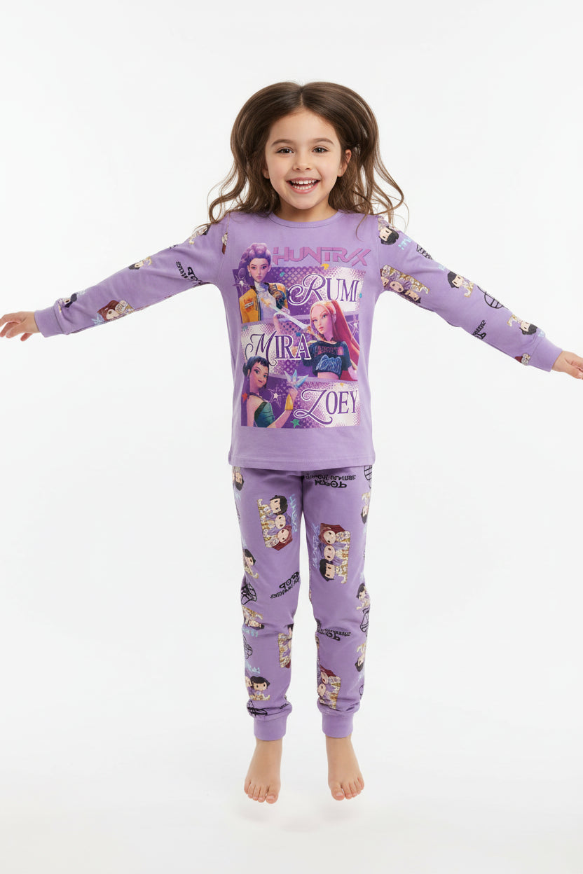 Pyjama Fille Enfant 2 Pièces – Haut Manches Longues et Pantalon Style Cartoon Fantasy K-pop