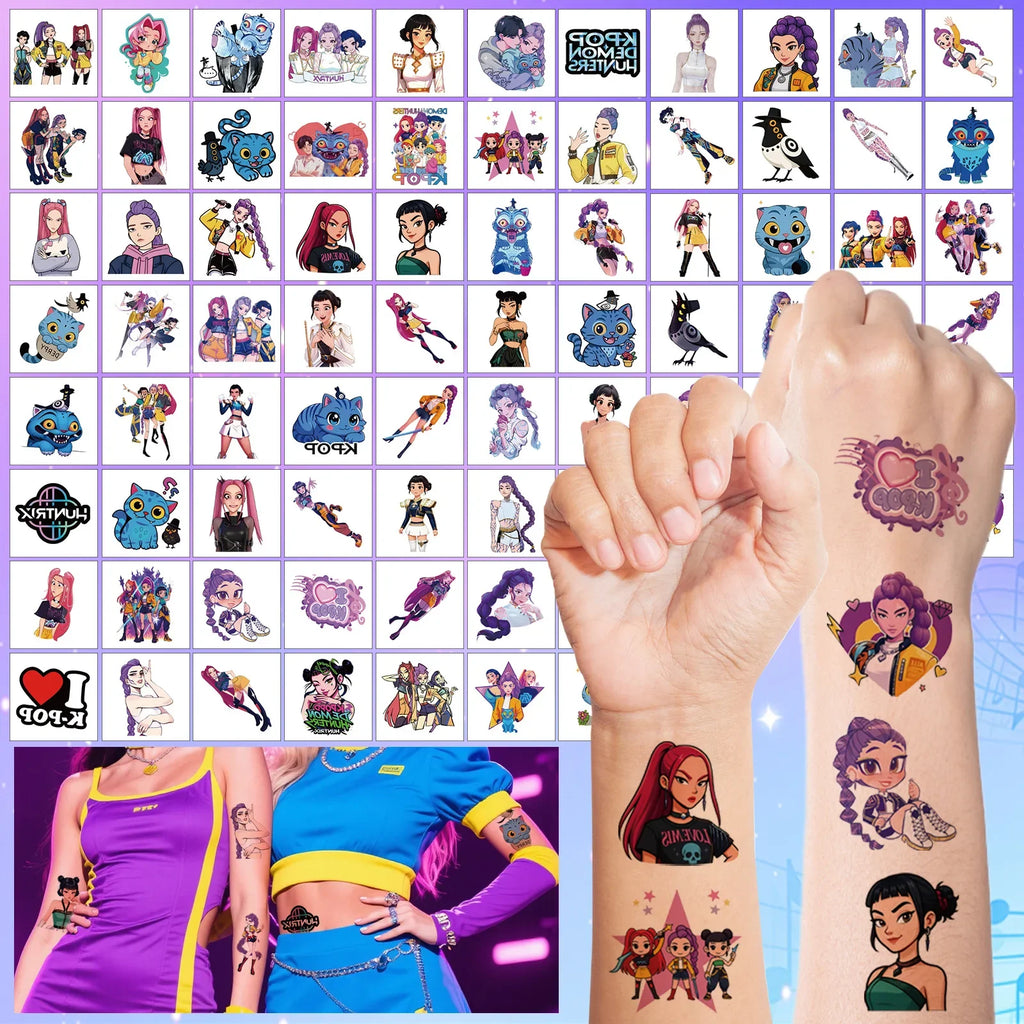 Pack Tatouages Temporaires Cartoon – Set 50 Autocollants Enfant pour Fêtes