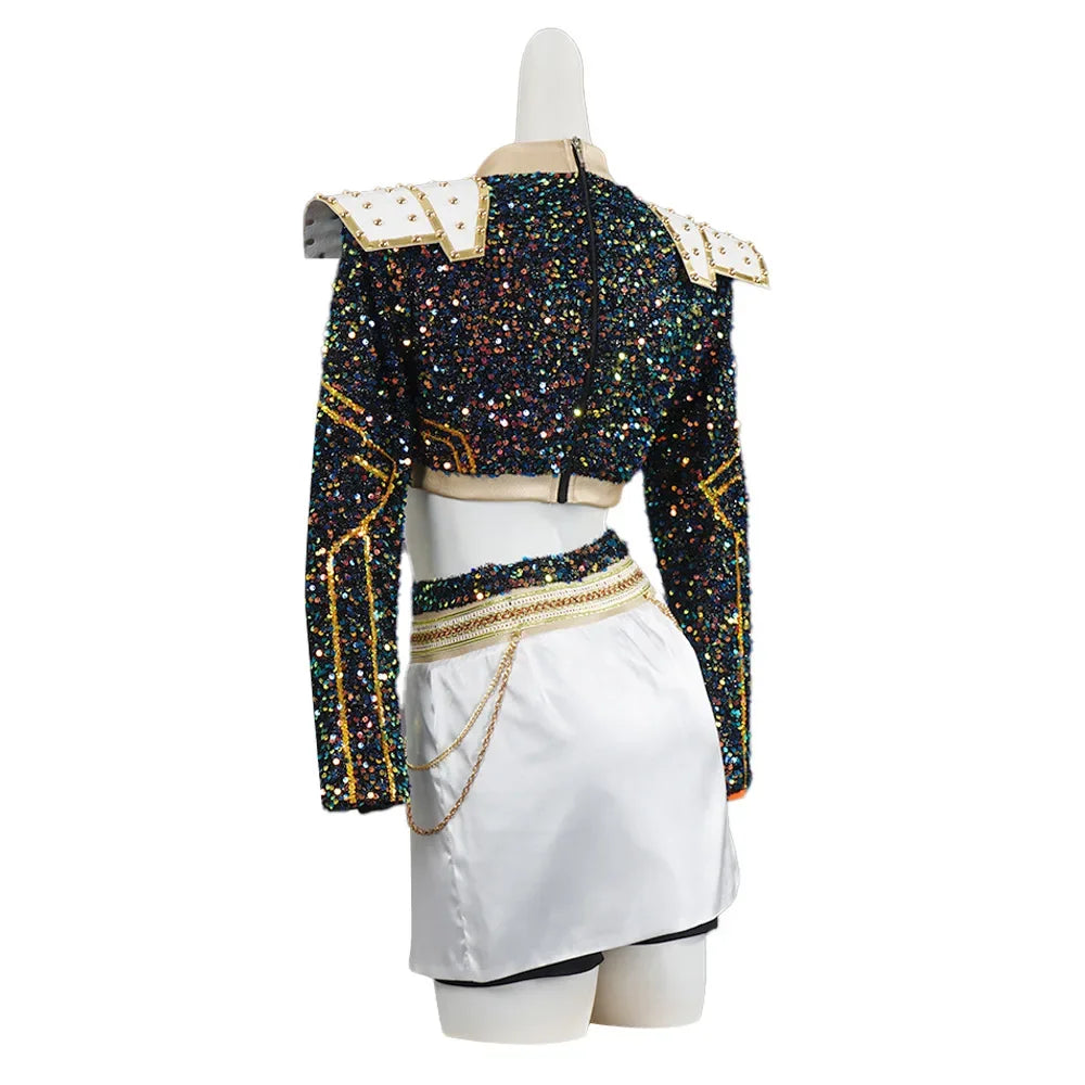 Déguisement Chasseuse Fantasy K-pop Brillant – Ensemble Cosplay Femme & Fille avec Perruque