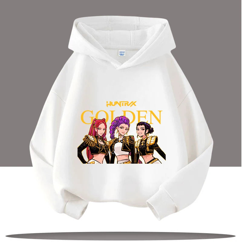 Sweat à Capuche "Golden Hunter" – Style K-Pop Streetwear pour Enfants