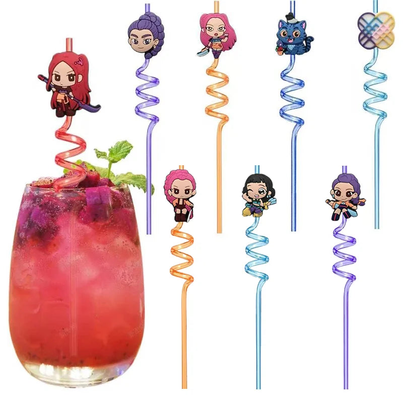 Pailles Réutilisables Anniversaire Cartoon Fantasy K-pop Hunters – Décoration Fête Enfant