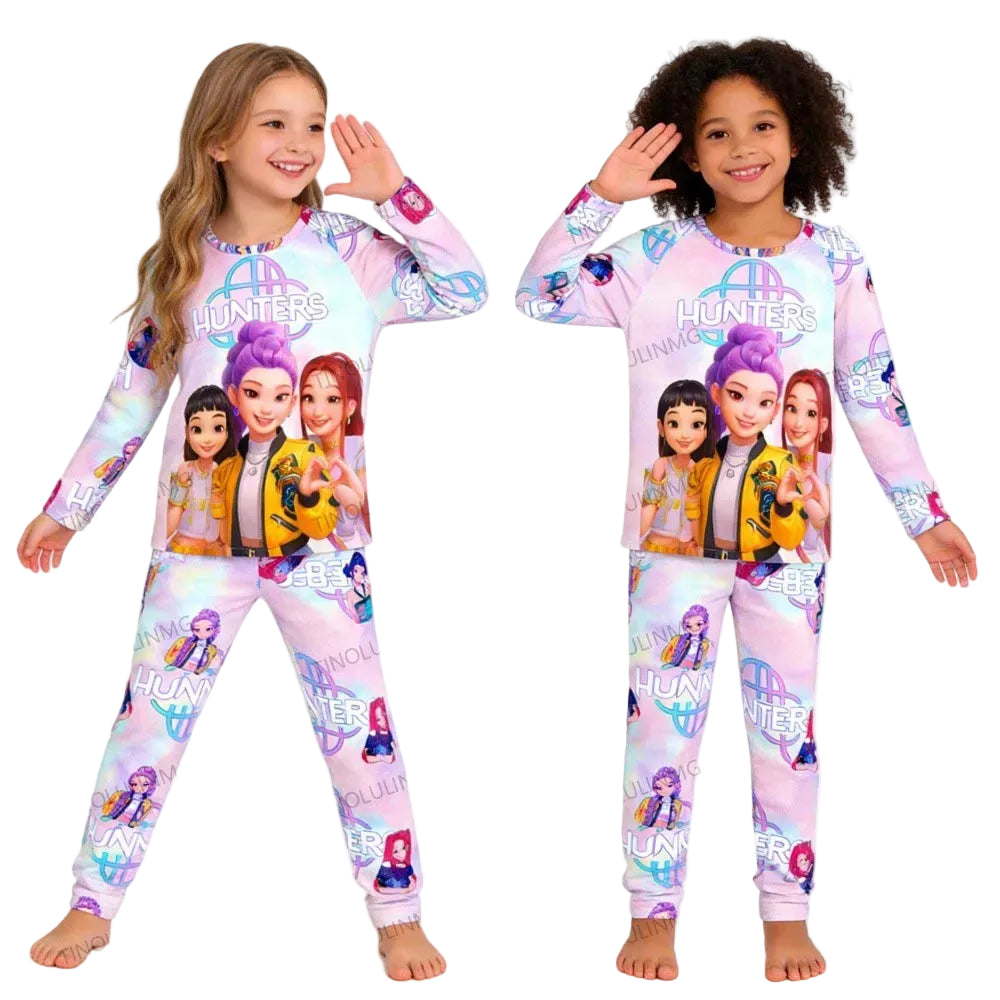 Pyjama Enfant Kpop Demon Hunters – Ensemble 2 Pièces T-Shirt Manches Longues + Pantalon
