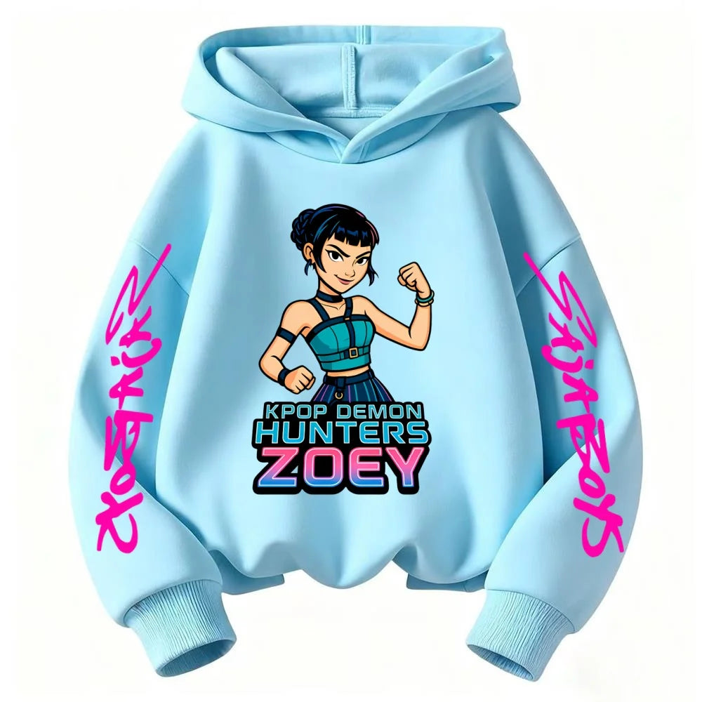 Sweat à Capuche Enfant Manches Longues – Style Fantasy K-pop Démon Cartoon Confortable