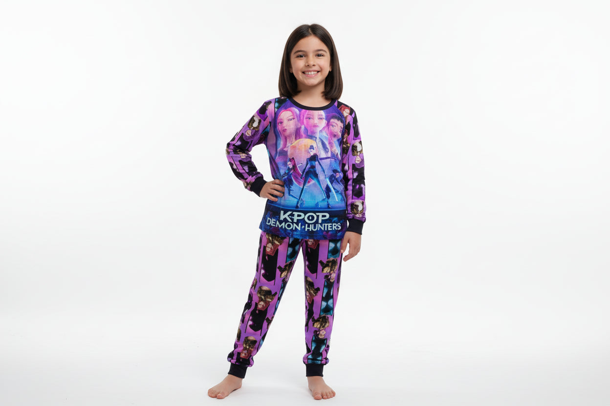 Pyjama Enfant Kpop Demon Hunters – Ensemble 2 Pièces T-Shirt Manches Longues + Pantalon
