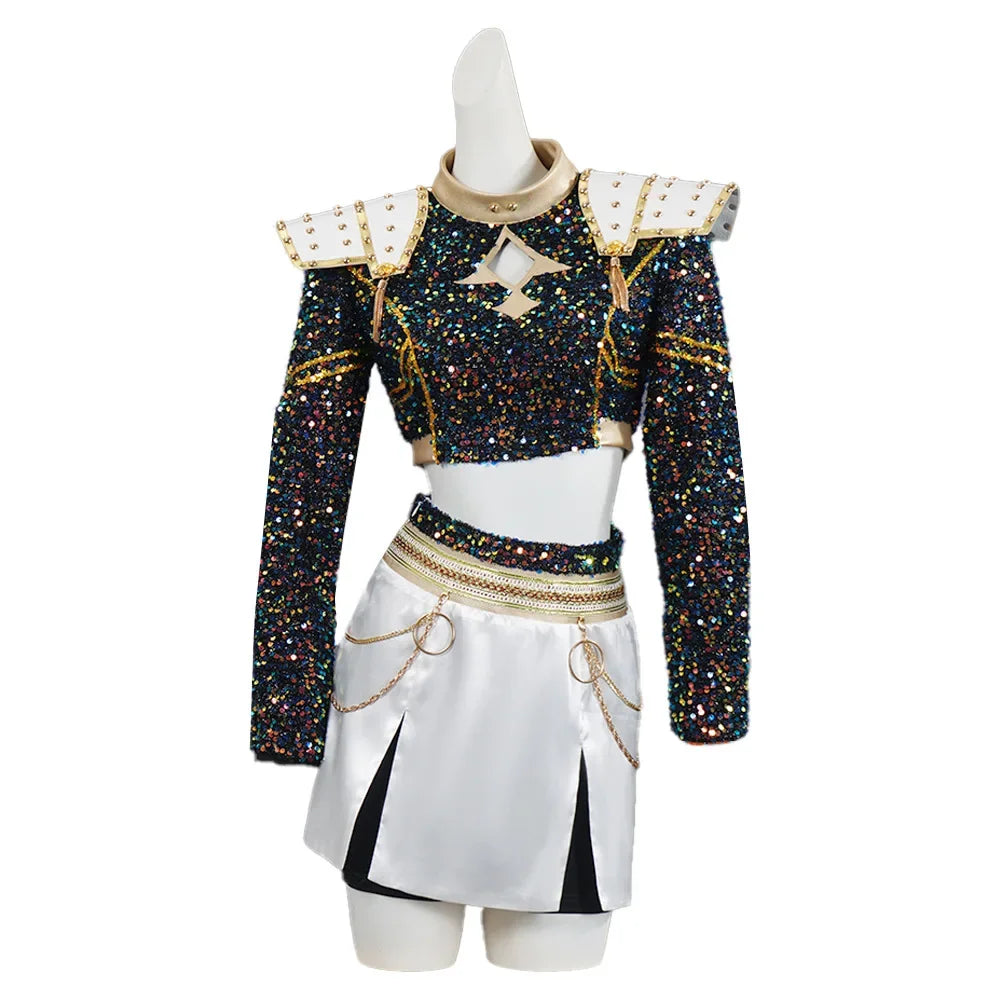 Déguisement Chasseuse Fantasy K-pop Brillant – Ensemble Cosplay Femme & Fille avec Perruque