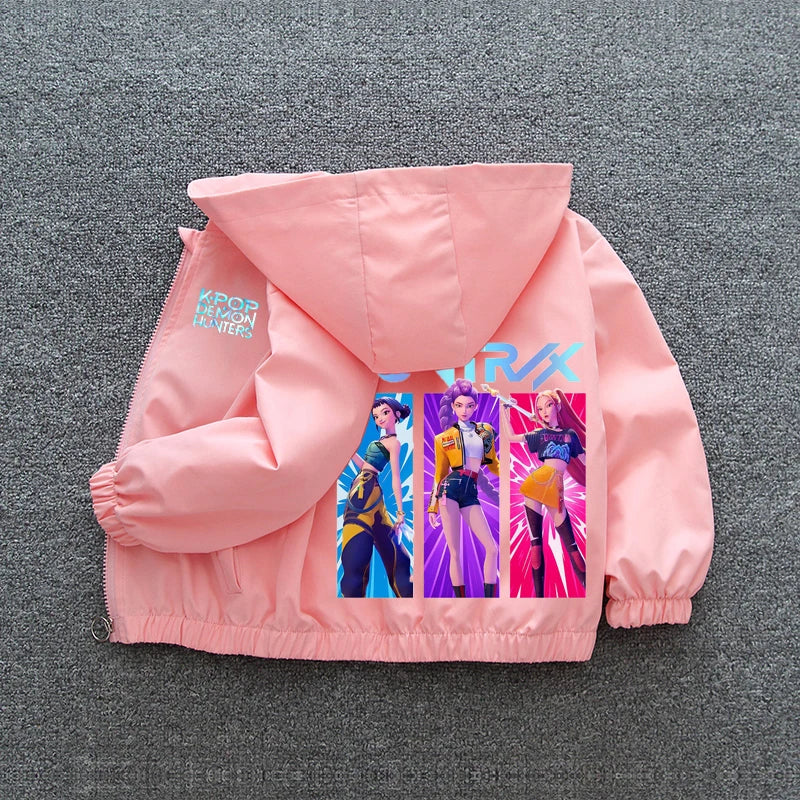 Veste Coupe-Vent Fille Enfant à Capuche – Style Cartoon Fantasy K-pop Imperméable