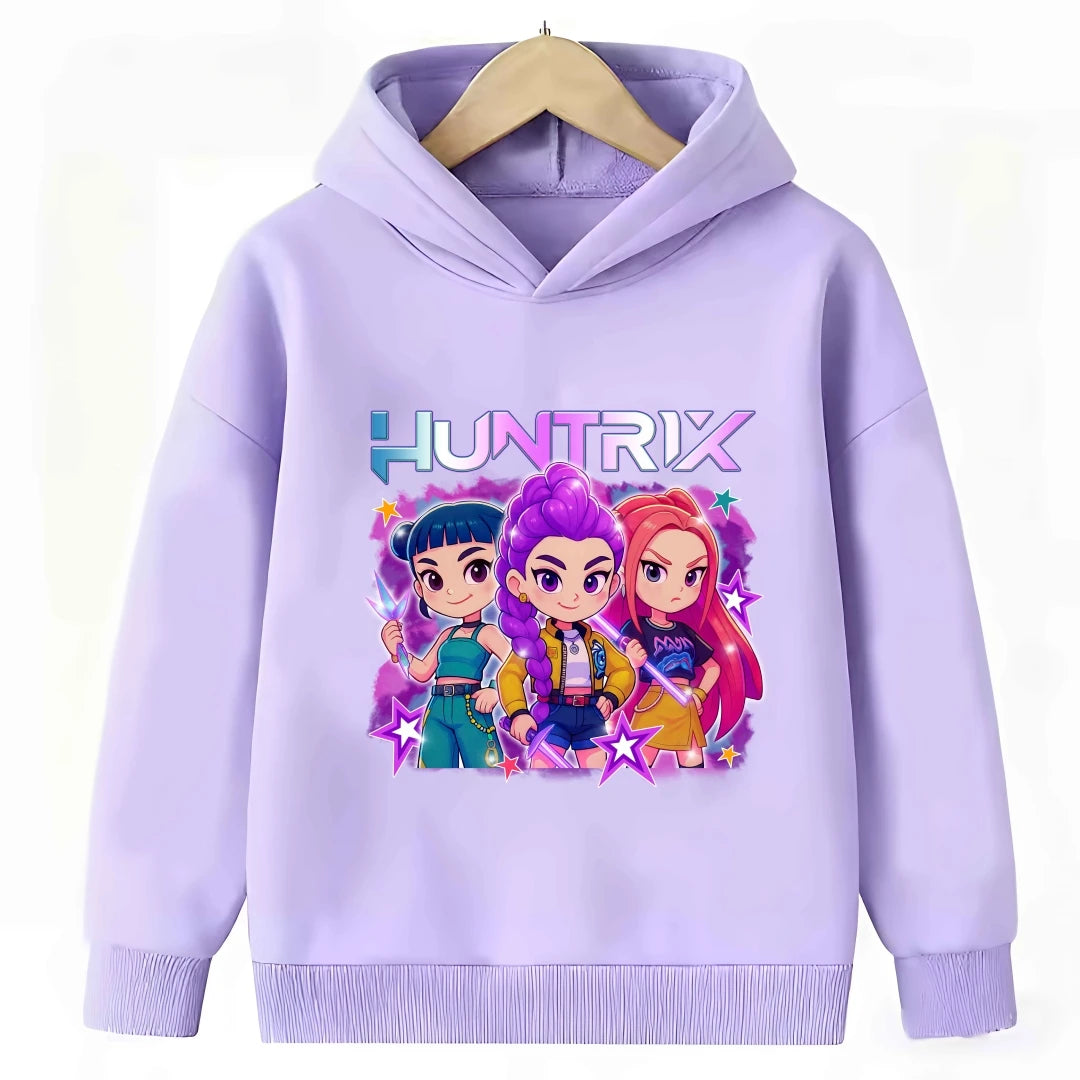 Sweat à Capuche Fille Violet et Rose – Style Cartoon Fantasy K-pop Mignon et Chaud