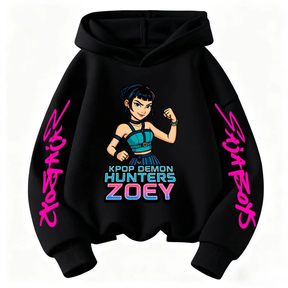 Sweat à Capuche Enfant Manches Longues – Style Fantasy K-pop Démon Cartoon Confortable