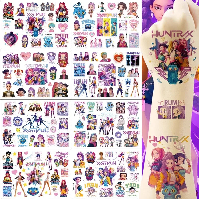 Pack Tatouages Temporaires Cartoon – Set 50 Autocollants Enfant pour Fêtes