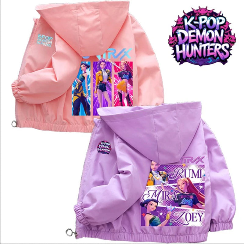 Veste Coupe-Vent Fille Enfant à Capuche – Style Cartoon Fantasy K-pop Imperméable