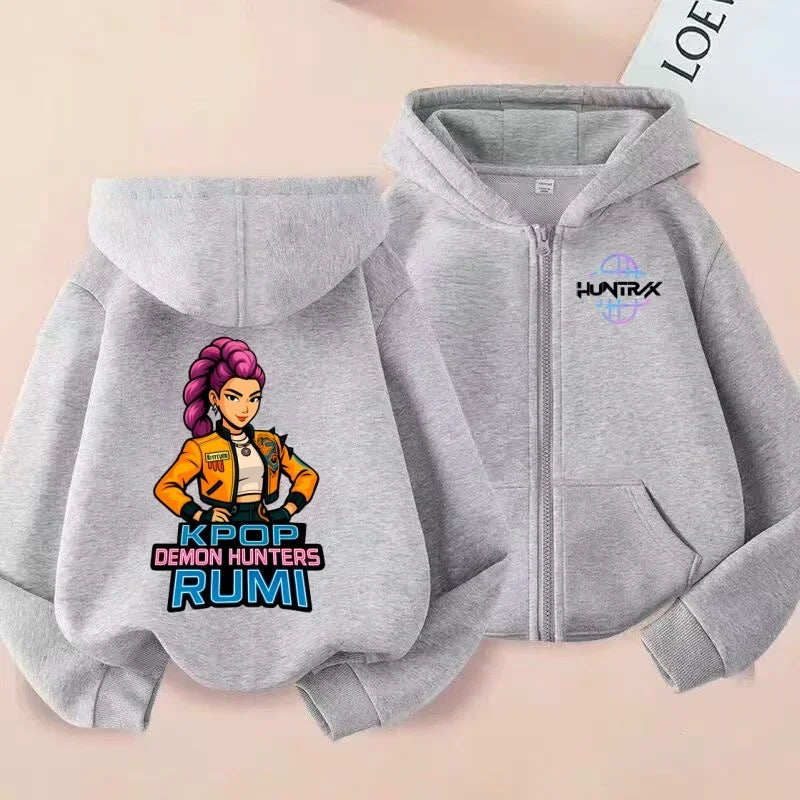 Hoodie Zippé Enfant – Kpop Demon Hunters Rumi Theme