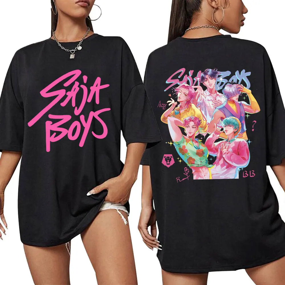 T-shirt Unisexe Tigre Cartoon Fantasy K-pop Hunters – Style Streetwear Oversize