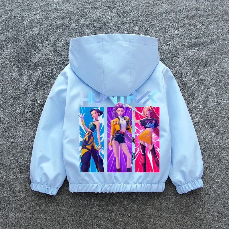 Veste Coupe-Vent Fille Enfant à Capuche – Style Cartoon Fantasy K-pop Imperméable
