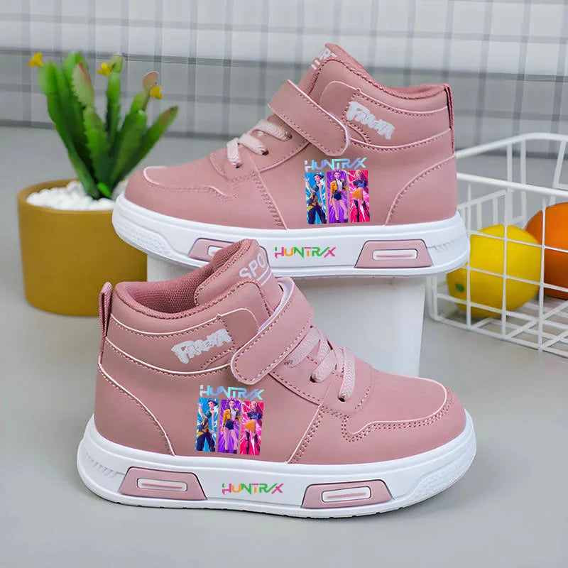 Baskets Montantes Enfant Blanches – Sneakers Fille Automne Semelle Souple Antidérapante