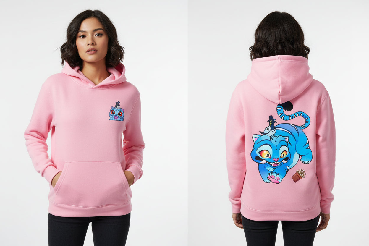 Hoodie Femme Tigre Bleu Graphique – Sweat Streetwear Harajuku Double Face