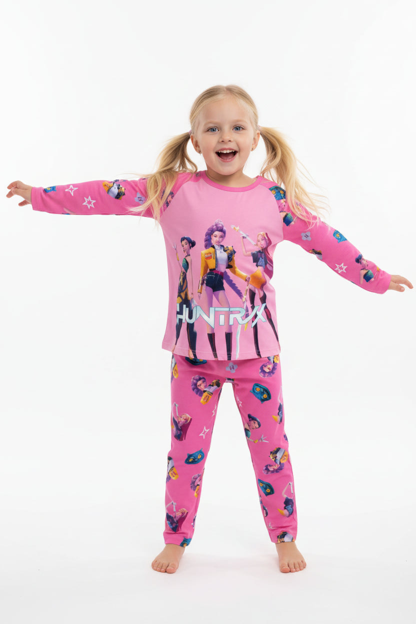 Pyjama Fille Enfant 2 Pièces – Haut Manches Longues et Pantalon Style Cartoon Fantasy K-pop