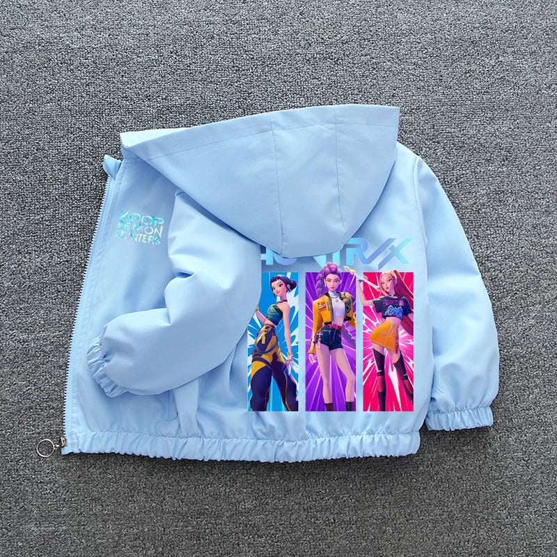 Veste Coupe-Vent Fille Enfant à Capuche – Style Cartoon Fantasy K-pop Imperméable