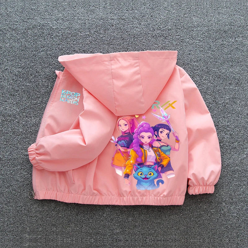 Veste Coupe-Vent Fille Enfant à Capuche – Style Cartoon Fantasy K-pop Imperméable