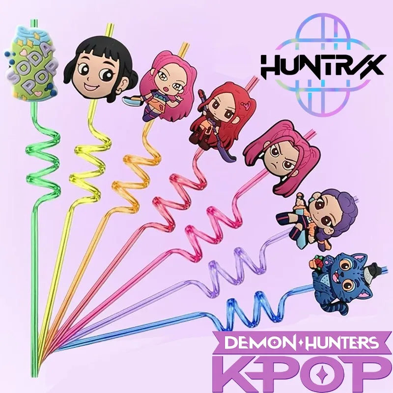 Pailles Réutilisables Anniversaire Cartoon Fantasy K-pop Hunters – Décoration Fête Enfant