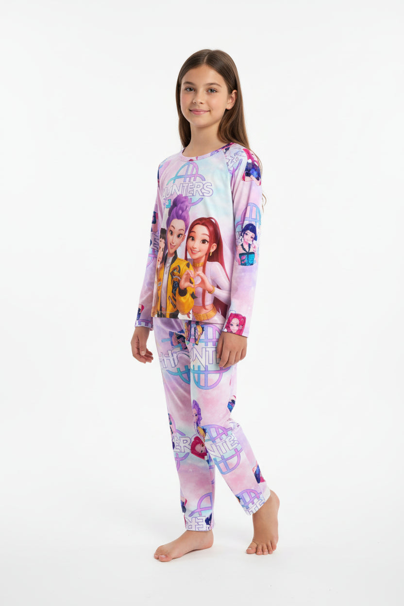 Pyjama Enfant Kpop Demon Hunters – Ensemble 2 Pièces T-Shirt Manches Longues + Pantalon