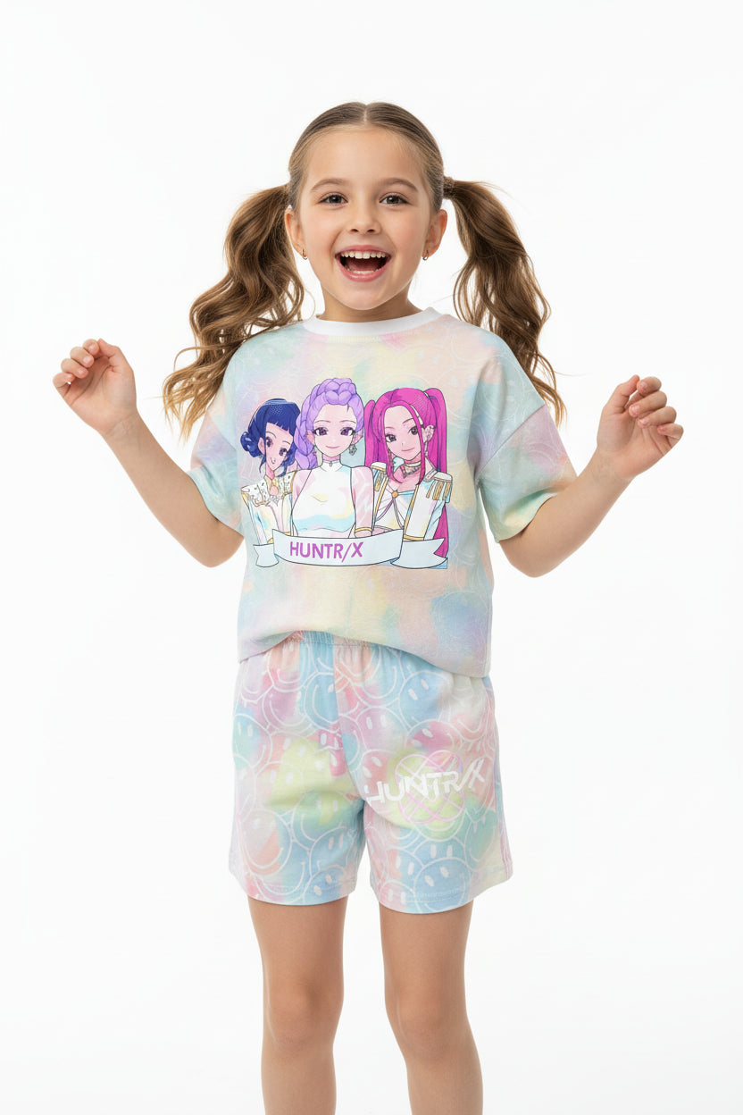 Ensemble Fille Été T-shirt et Pantalon – Style Kawaii Cartoon Fantasy K-pop Hunters