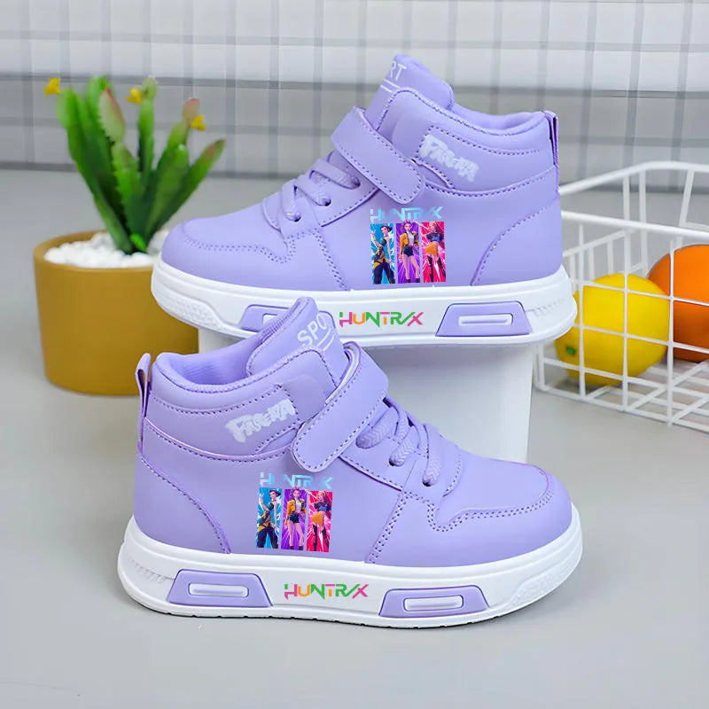 Baskets Montantes Enfant Blanches – Sneakers Fille Automne Semelle Souple Antidérapante