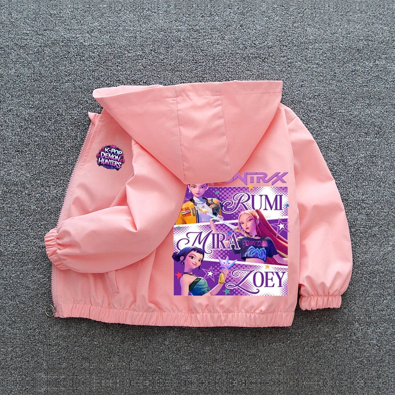 Veste Coupe-Vent Fille Enfant à Capuche – Style Cartoon Fantasy K-pop Imperméable