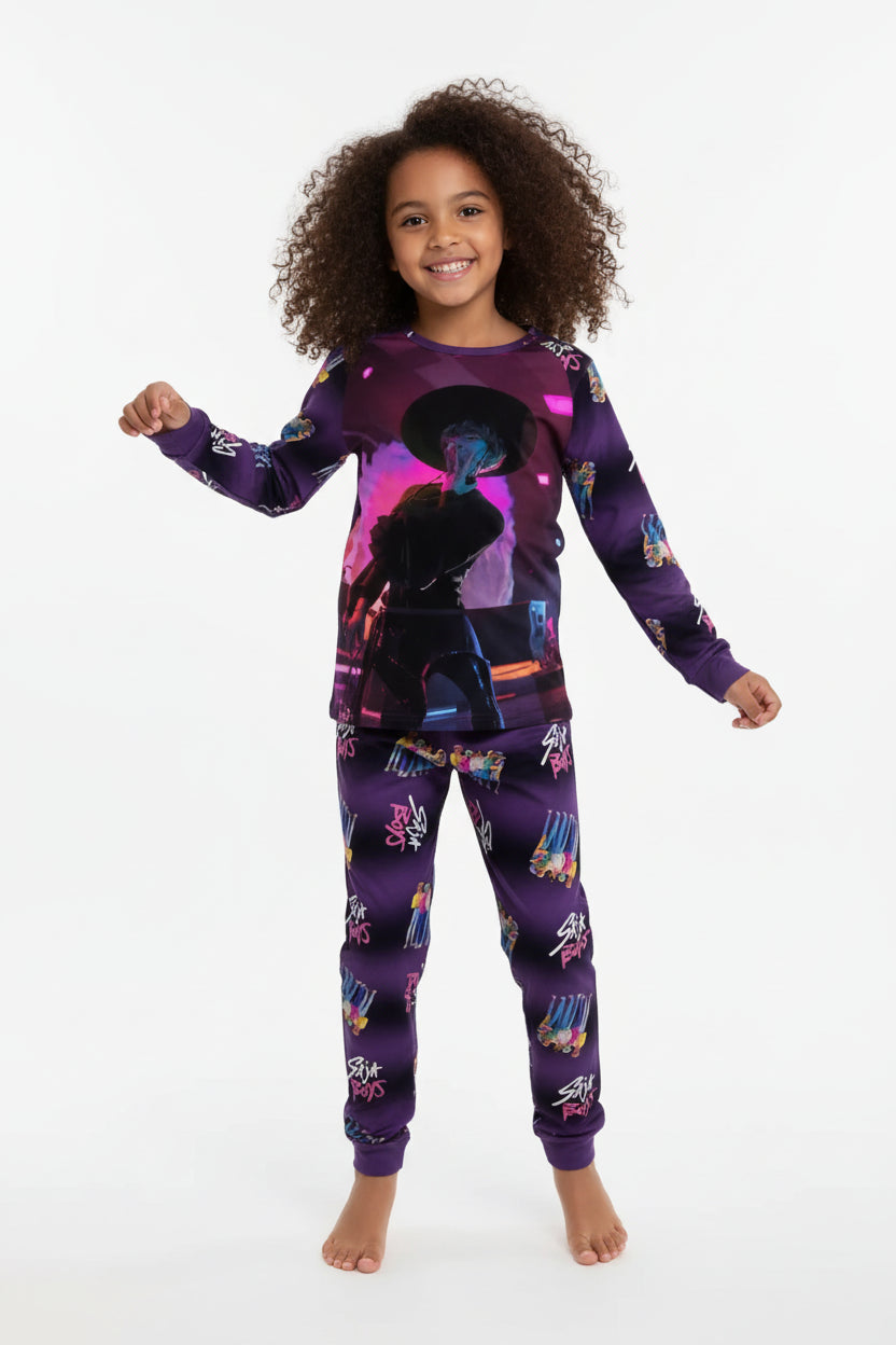 Pyjama Fille Enfant 2 Pièces – Haut Manches Longues et Pantalon Style Cartoon Fantasy K-pop