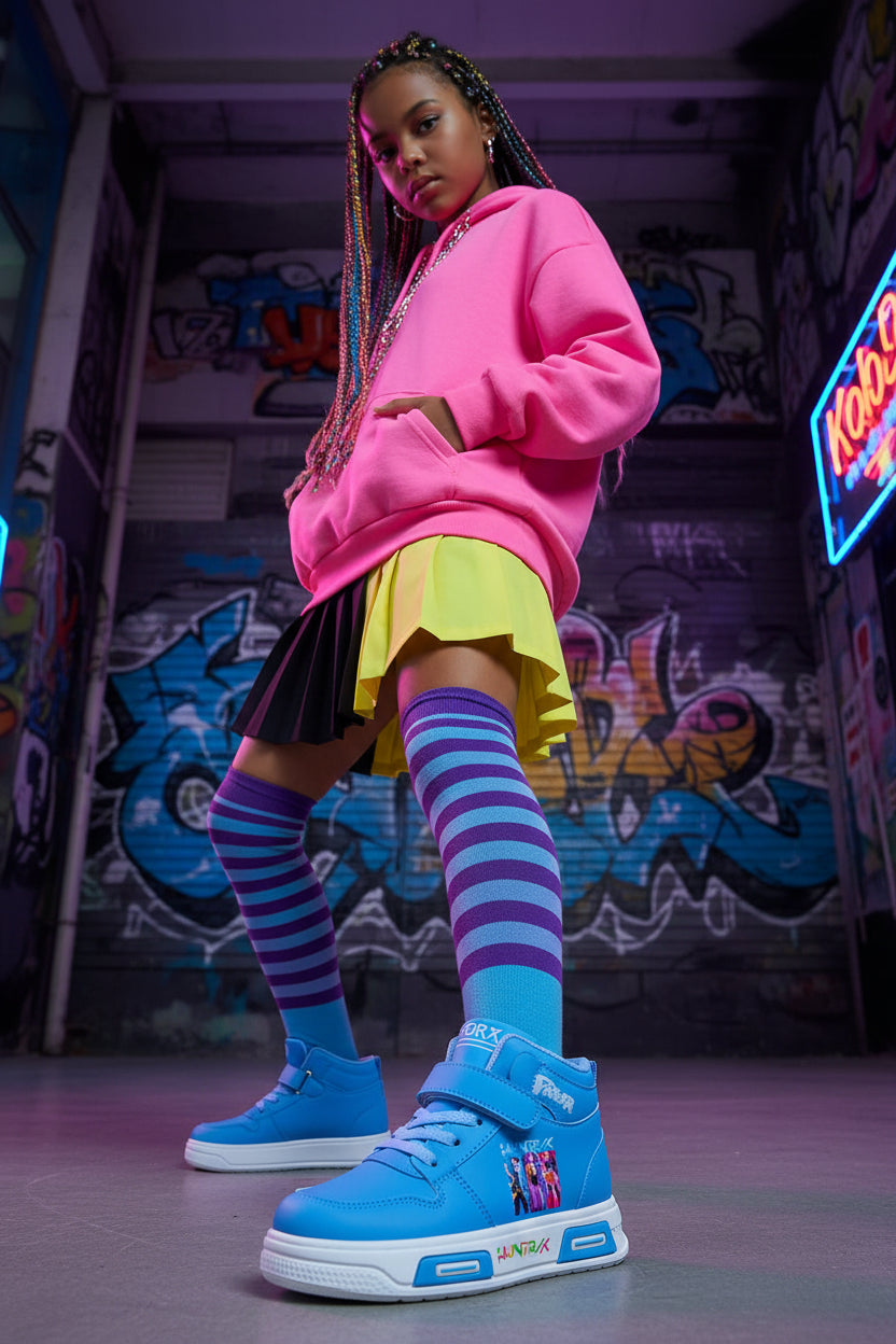 Baskets Montantes Enfant Blanches – Sneakers Fille Automne Semelle Souple Antidérapante