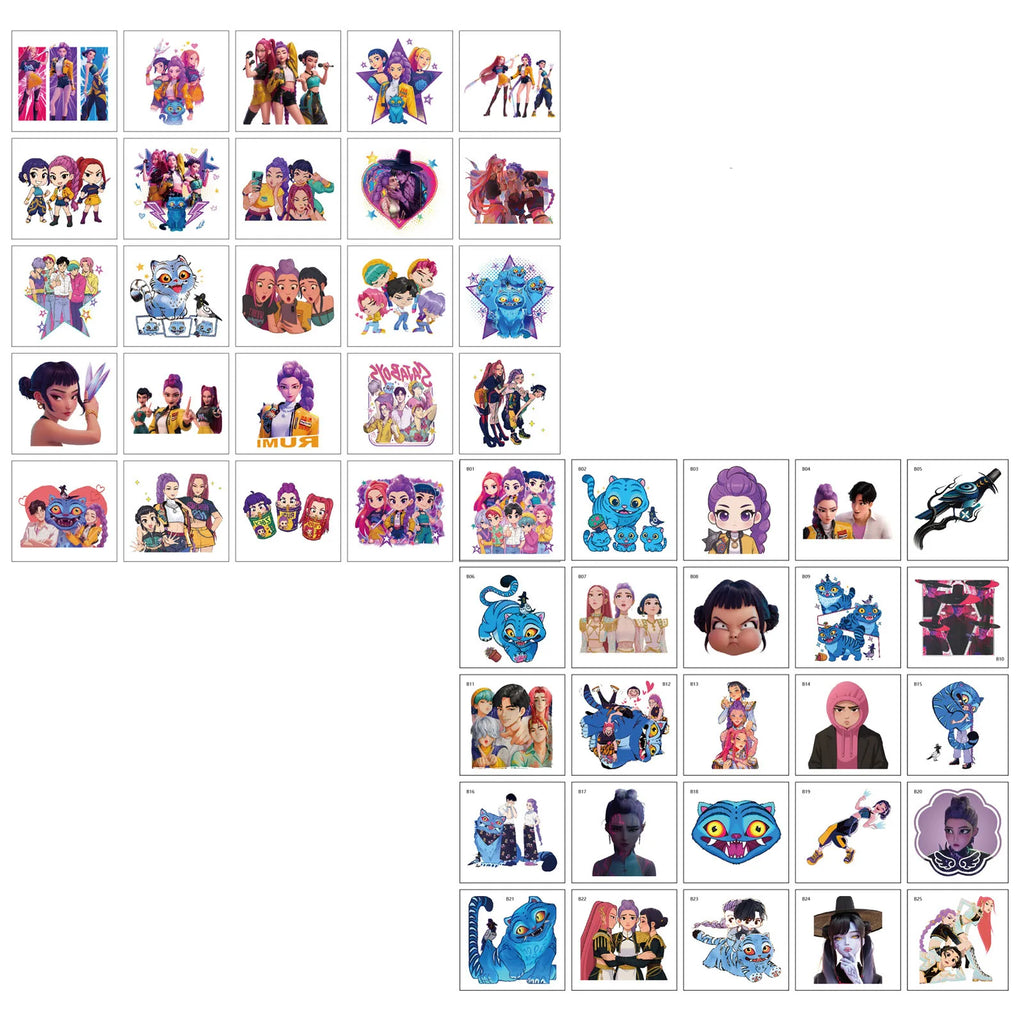 Pack Tatouages Temporaires Cartoon – Set 50 Autocollants Enfant pour Fêtes