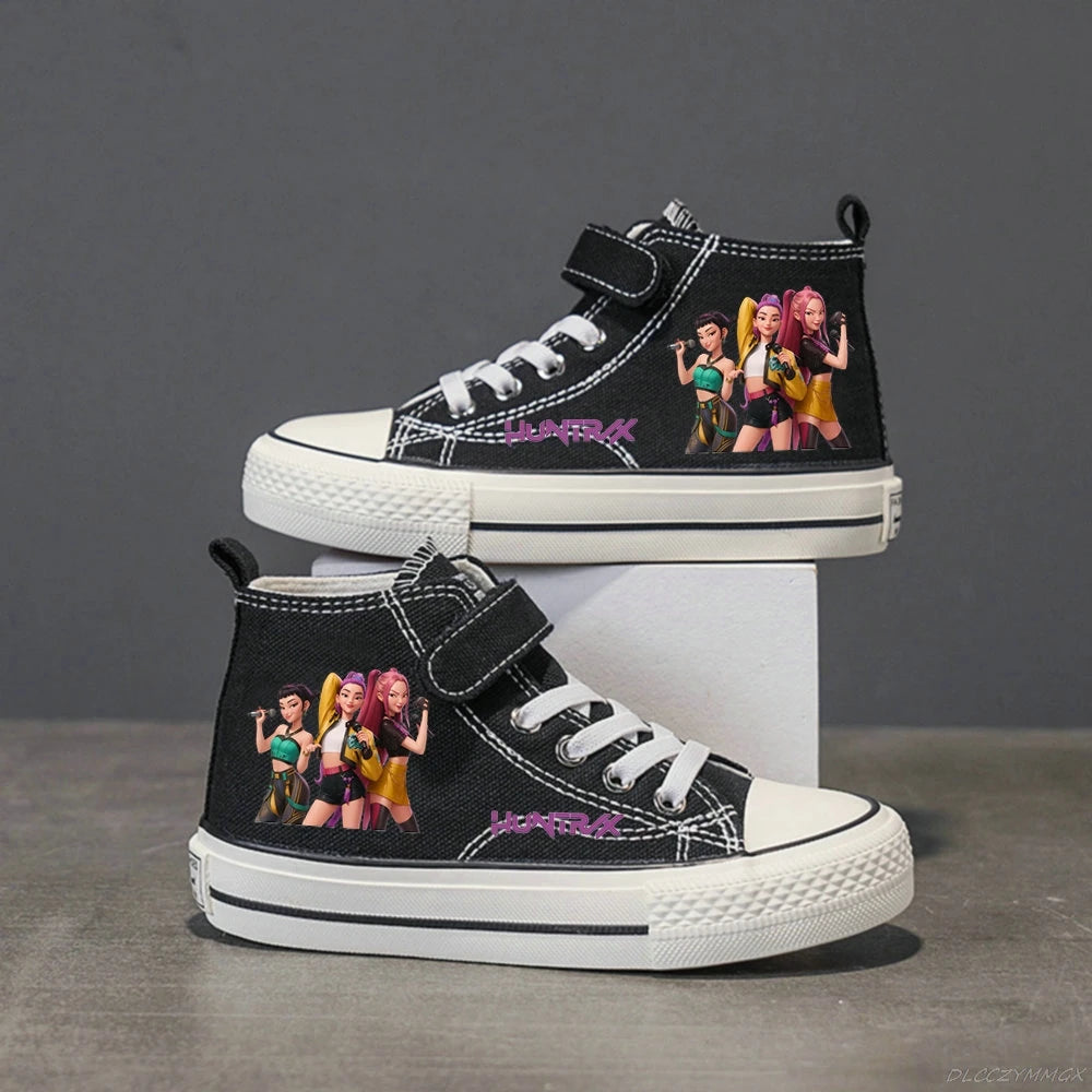 Baskets Montantes Enfant Style K-pop – Chaussures Toile Blanches Fille & Garçon