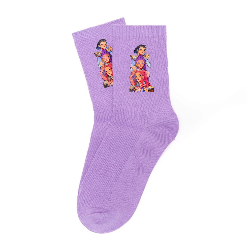 Chaussettes Enfant Mi-mollet Chaudes – Style Cartoon Fantasy K-pop Hunters Automne Hiver