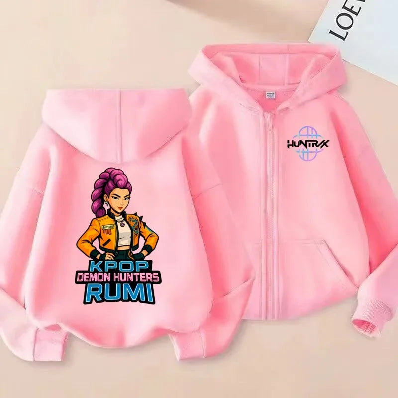 Hoodie Zippé Enfant – Kpop Demon Hunters Rumi Theme