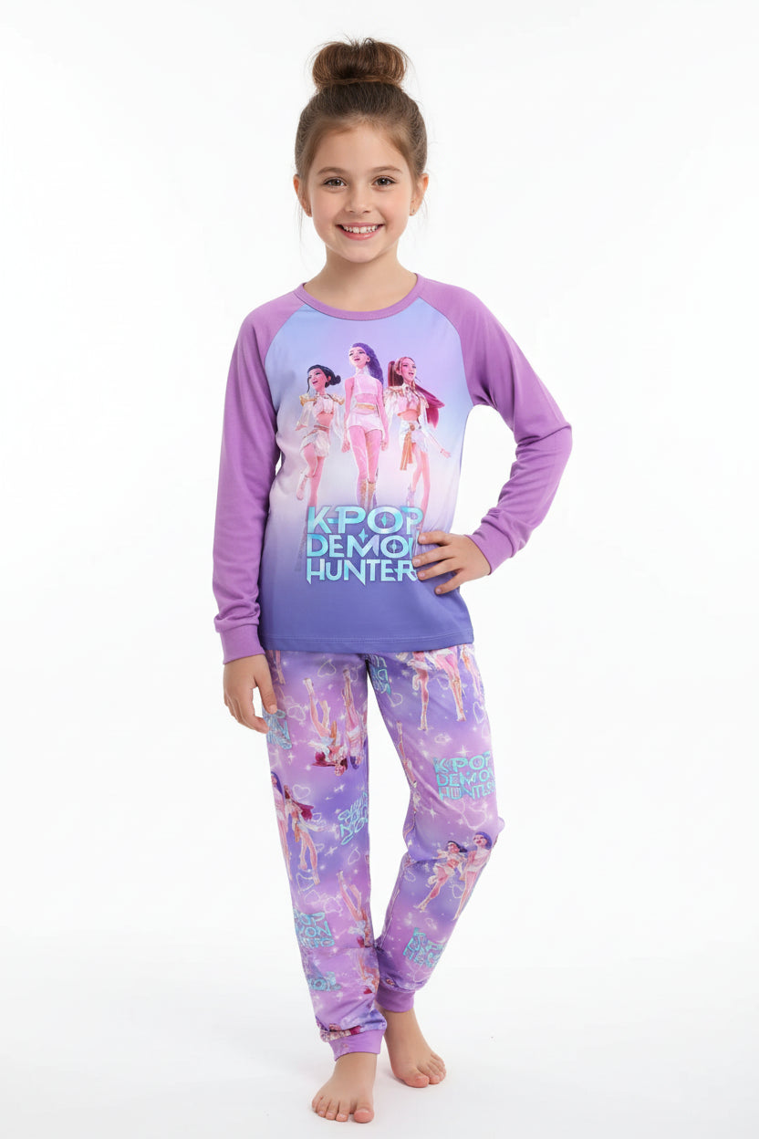 Pyjama Enfant Kpop Demon Hunters – Ensemble 2 Pièces T-Shirt Manches Longues + Pantalon