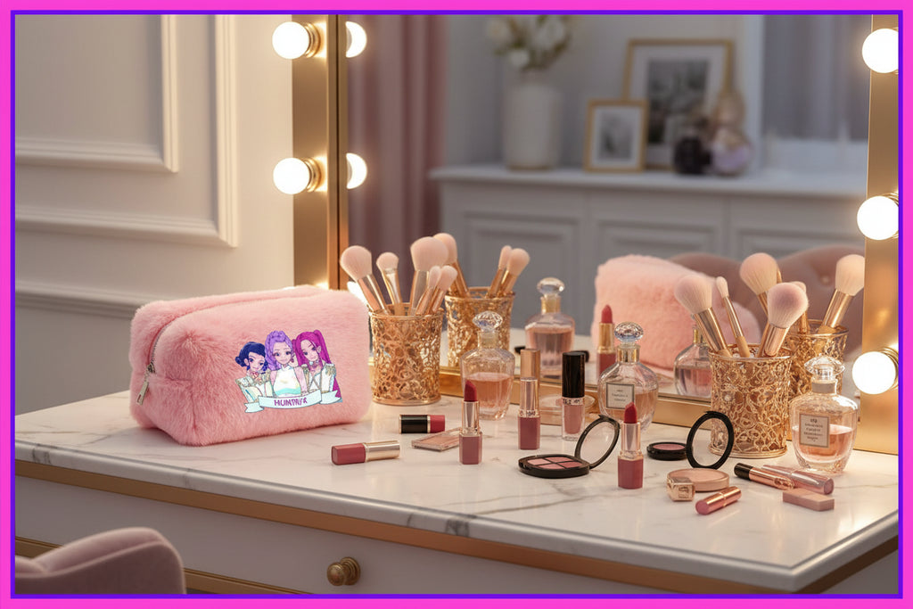 Trousse Maquillage Kawaii Peluche – Pochette Cosmétique Y2K Douce et Portable