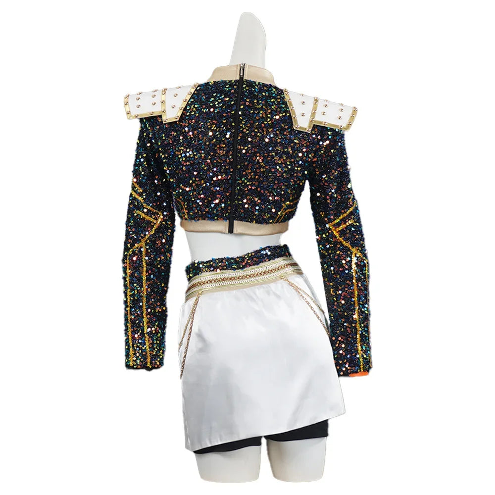 Déguisement Chasseuse Fantasy K-pop Brillant – Ensemble Cosplay Femme & Fille avec Perruque
